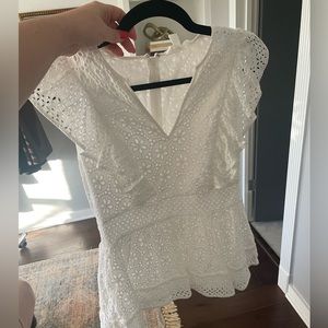 1901 White peplum lace blouse